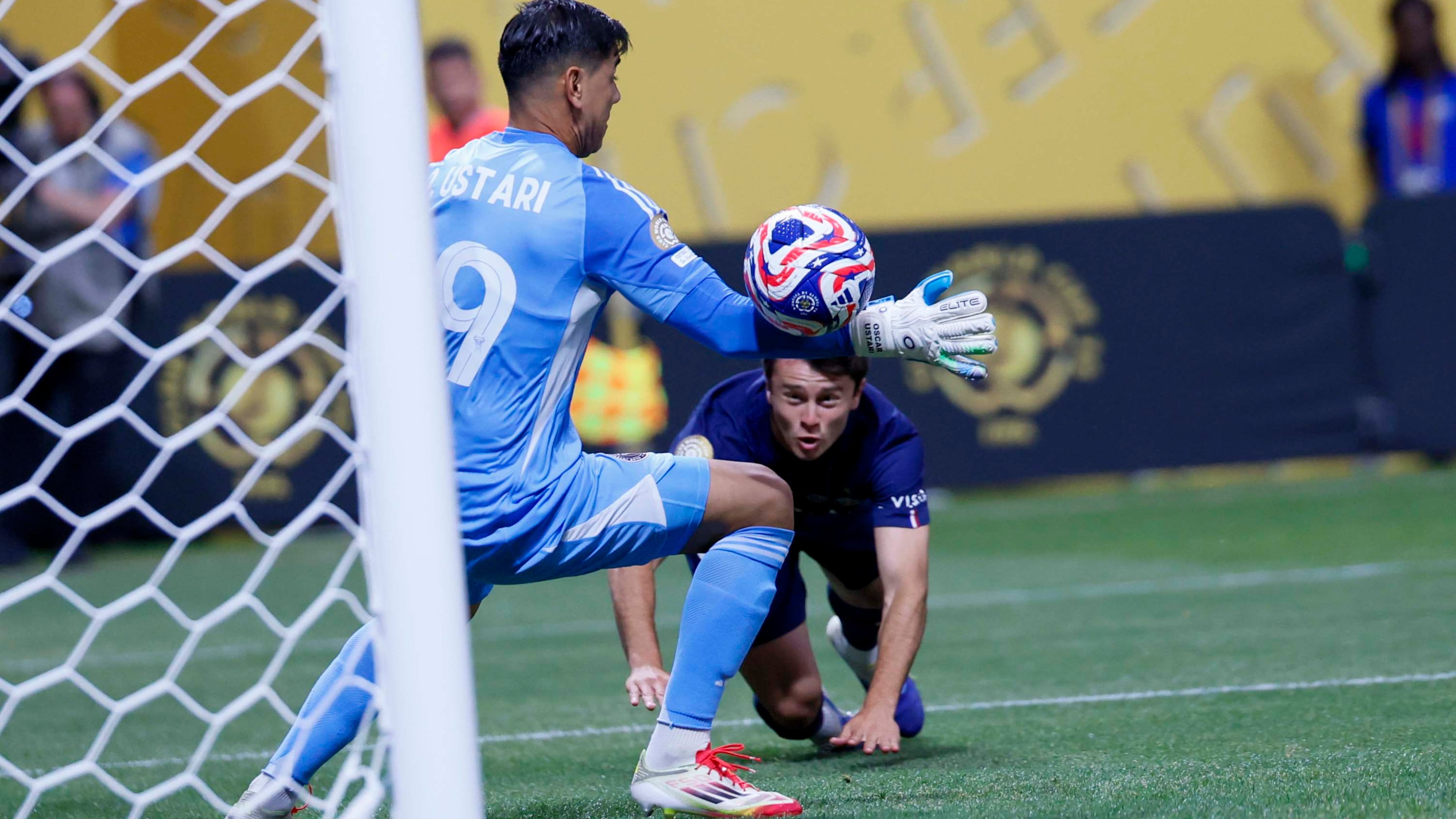 Paris Saint-Germain midfielder Joao Neves scores PSG's first goal in the sixth minute Sunday, June 29, 2025, against Inter Miami at the Club World Cup at Mercedes-Benz Stadium in Atlanta. (Miguel Martinez/AJC)