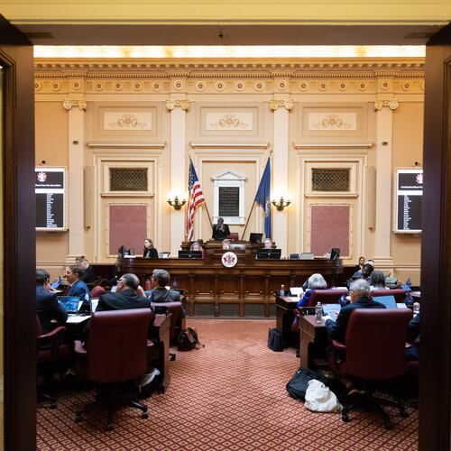 FILE - Republican gubernatorial candidate and Lt. Gov. Winsome Earle-Sears resides over the Virginia Senate during a special legislative session in Richmond, Va., Oct. 29, 2025. (Mike Kropf/Richmond Times-Dispatch via AP, File)