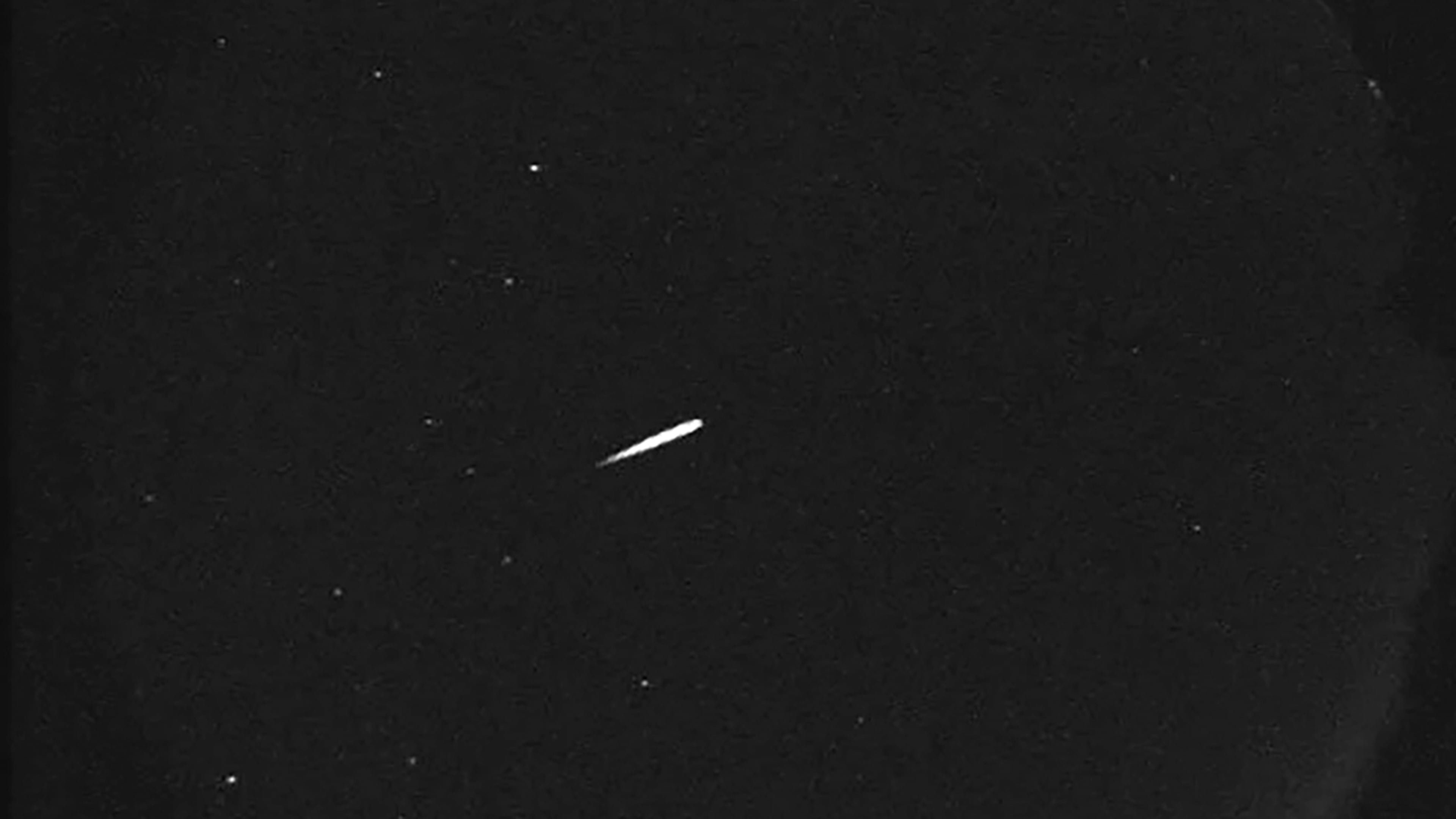 FILE - This photo provided by NASA shows a meteor from the Orionid shower on Oct. 13, 2015. (Jet Propulsion Laboratory/NASA via AP, File)