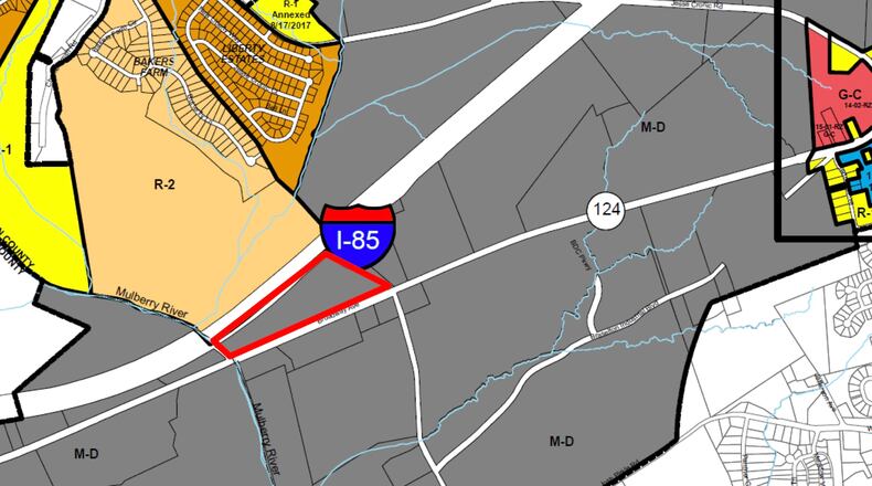 Braselton will consider a proposal for 161 townhomes at Broadway Avenue and Josh Pirkle Road. (Courtesy Town of Braselton)