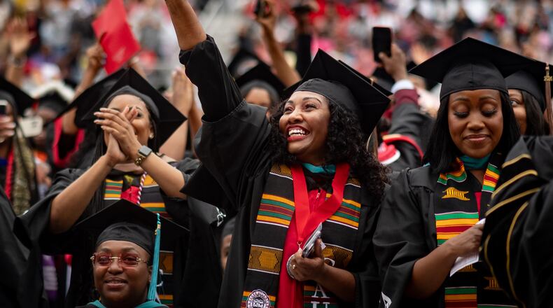 Graduates, faculty and family gather for the Clark Atlanta University 35th annual commencement convocation on May 18, 2024 (Ben Hendren for the Atlanta Journal Constitution)