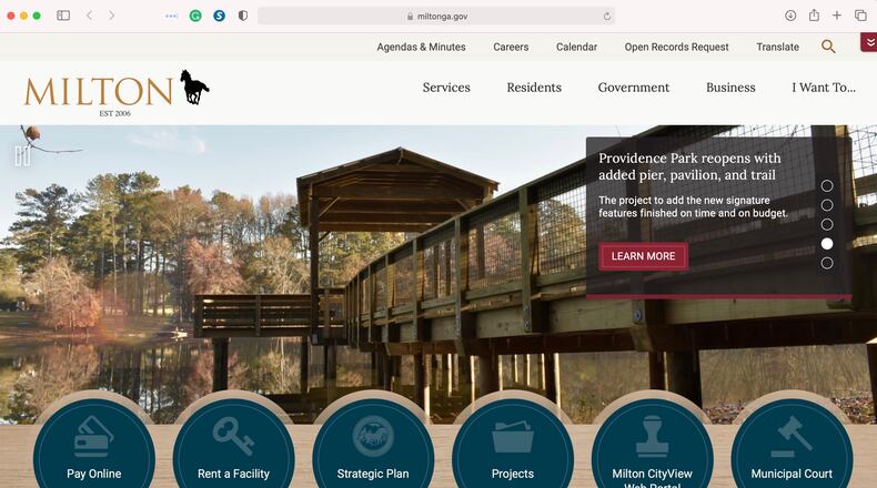 Milton recently changed their website address from www.cityofmiltonga.us to www.miltonga.gov making it easier to find city news updates, contact information, policies and more. (Courtesy City of Milton)