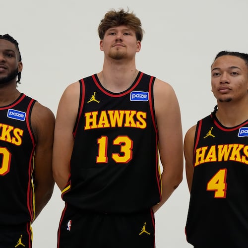 Zuby Ejiofor (from left), Henri Veesaar and Kingston Flemings will find out during Summer League how they stack up against experienced NBA players. (Mike Stewart/AP)