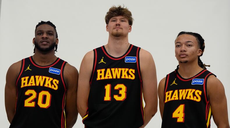 Zuby Ejiofor (from left), Henri Veesaar and Kingston Flemings will find out during Summer League how they stack up against experienced NBA players. (Mike Stewart/AP)