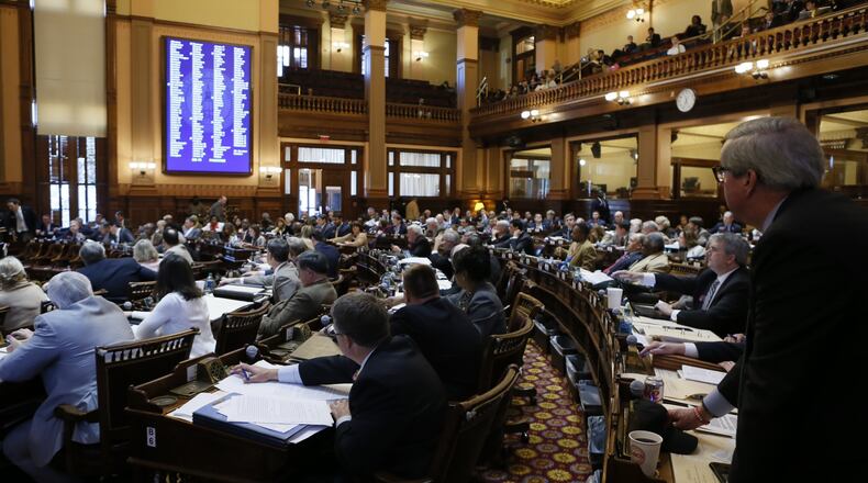 Members of the Georgia House vote Friday, Feb. 10, 2017, on Senate Bill 70,  which would reauthorize a hospital 'provider fee' for three more years. BOB ANDRES / BANDRES@AJC.COM