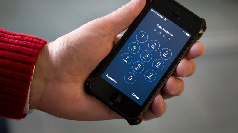 This Wednesday, Feb. 17, 2016 file photo shows an iPhone in Washington.