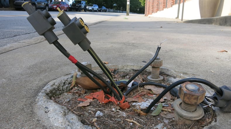 Craig Kimbrough hopes this destroyed light pole will soon be replaced. (Photo/Craig Kimbrough).