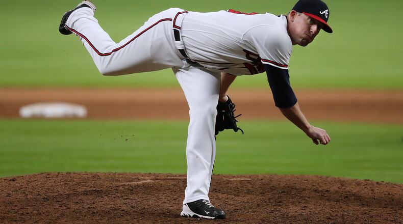 Dan Winkler goes to work in the ninth inning last week against the Mets. (Curtis Compton/ccompton@ajc.com)