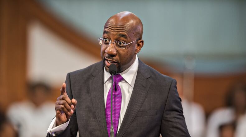 January 18, 2016 Atlanta - Rev. Raphael Gamaliel Warnock speaks during the 48th Martin Luther King Jr. Annual Commemorative Service at Ebenezer Baptist Church in Atlanta on Monday, January 18, 2016. The five hour service featured numerous speakers and performances all in memory of Dr. King. JONATHAN PHILLIPS / SPECIAL
