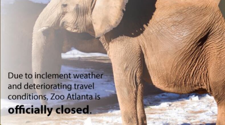 Zoo Atlanta is closed due to inclement weather.