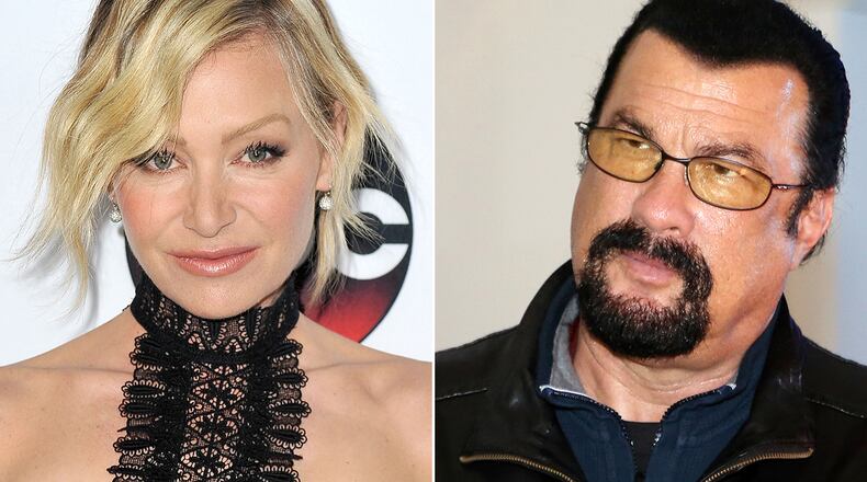 LEFT Actress Portia de Rossi (Photo by Jerod Harris/Getty Images) | RIGHT Steven Seagal (Photo by Kristina Nikishina/Getty Images for Mercedes-Benz Fashion Week Russia)