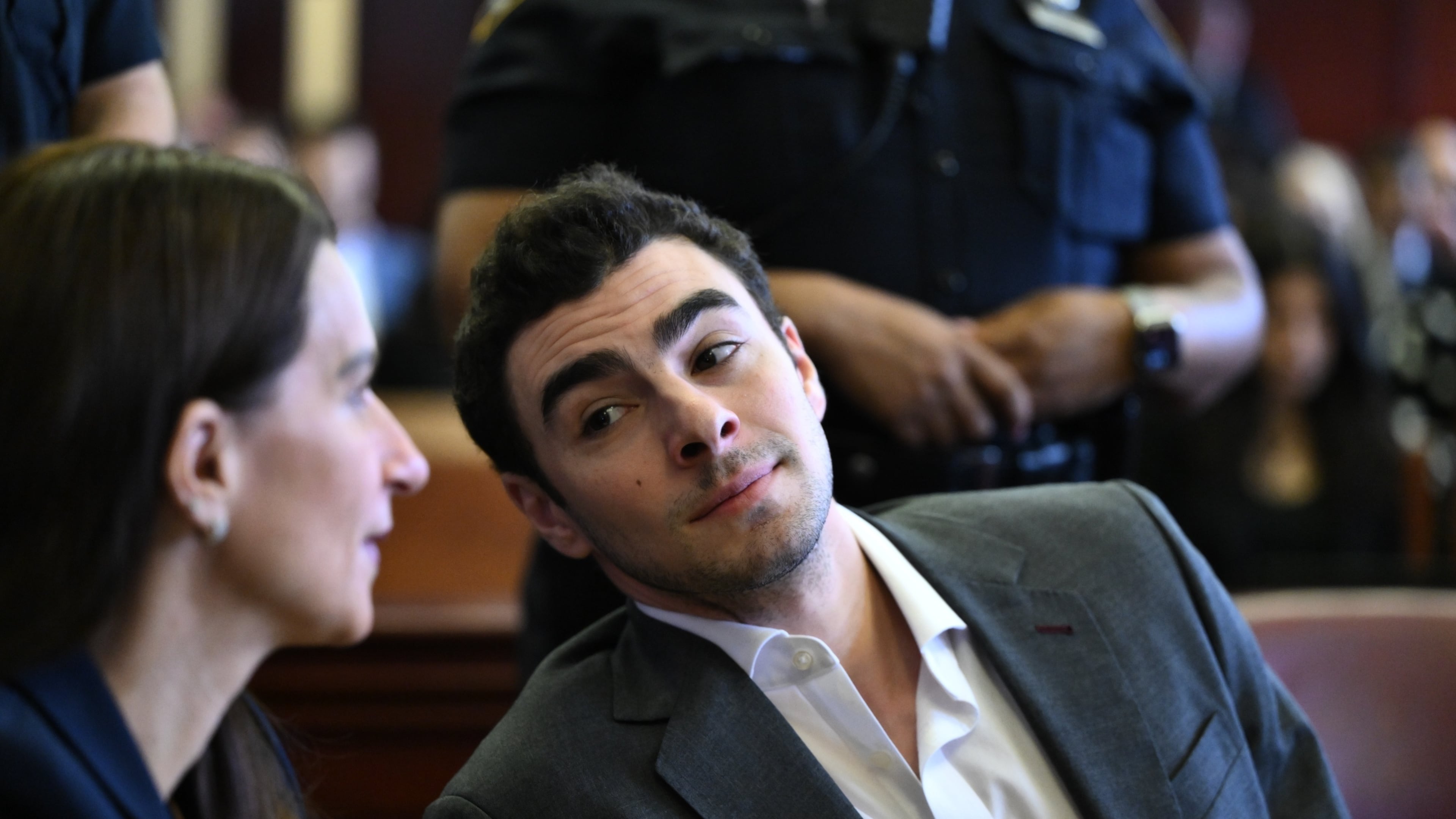 Luigi Mangione appears in Manhattan Criminal Court for an evidence hearing, Thursday, Dec. 4, 2025, in New York. (Curtis Means /Pool Photo via AP)