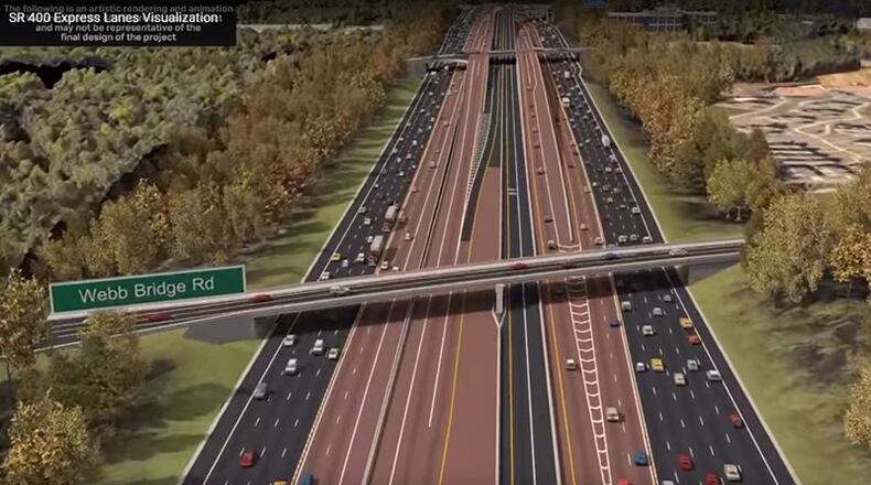 Alpharetta has approved a consultant’s proposal to prepare detailed design drawings for improvements to three bridges over Ga. 400 including the Webb Bridge Road bridge. CITY OF ALPHARETTA/GEORGIA DEPARTMENT OF TRANSPORTATION
