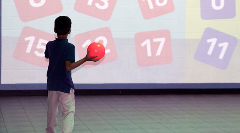 The first in Georgia, a new LÜ DUO Interactive Playground will help students at Brumby Elementary School exercise while working math problems, for example. (Courtesy of Cobb County School District)