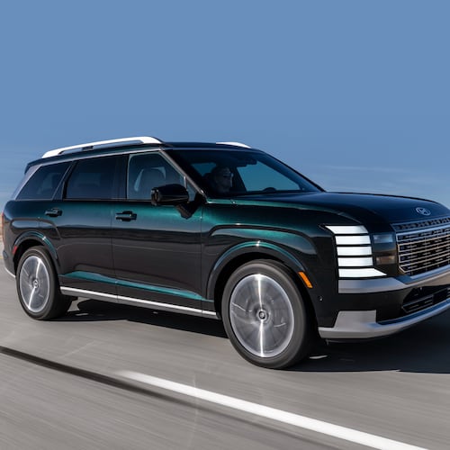 This photo provided by Hyundai shows the 2026 Palisade. The Palisade has been redesigned for 2026 and features new styling and a roomy interior fitted with premium features and materials. (Courtesy of Hyundai Motor America via AP)