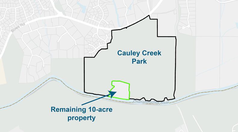 The Johns Creek City Council recently agreed to purchase the remaining 10-acre property along the Chattahoochee River that is part of the future Cauley Creek Park. (Courtesy City of Johns Creek)