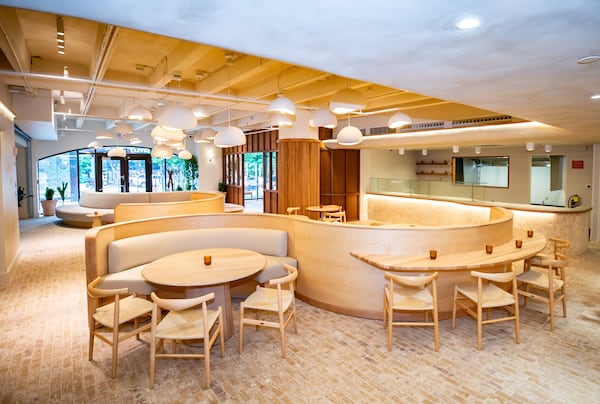 The Peacherie and Brasserie Lundi open in a Midtown office building this month. (Courtesy of the Peacherie and Brasserie Lundi)
