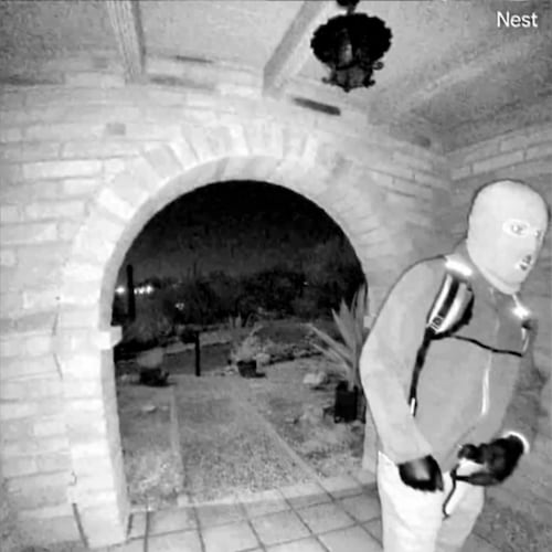 This image provided by the FBI shows surveillance images at the home of Nancy Guthrie the night she went missing in Tucson, Ariz. (FBI via AP)