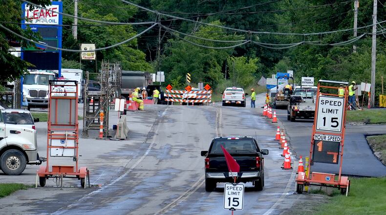 Taggart Street, which runs next to the Norfolk Southern Feb. 3 freight train derailment site, remains closed to residents, Friday, July 14, 2023, in East Palestine. (Matt Freed for the Atlanta Journal Constitution)