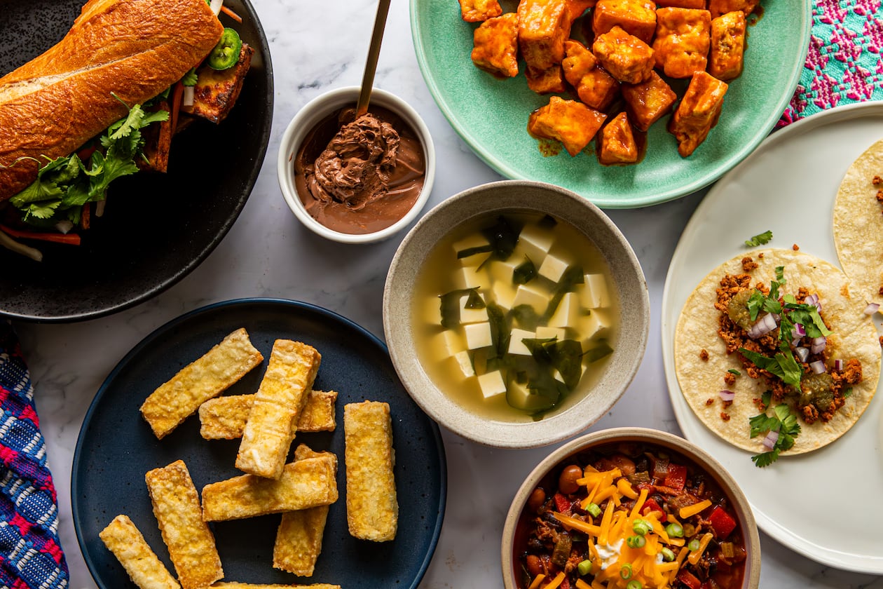 From soup to pudding, you can cook tofu in a variety of ways to add more plant-based protein to your meals. (Aaliyah Man for the AJC/food styling by Kate Williams)