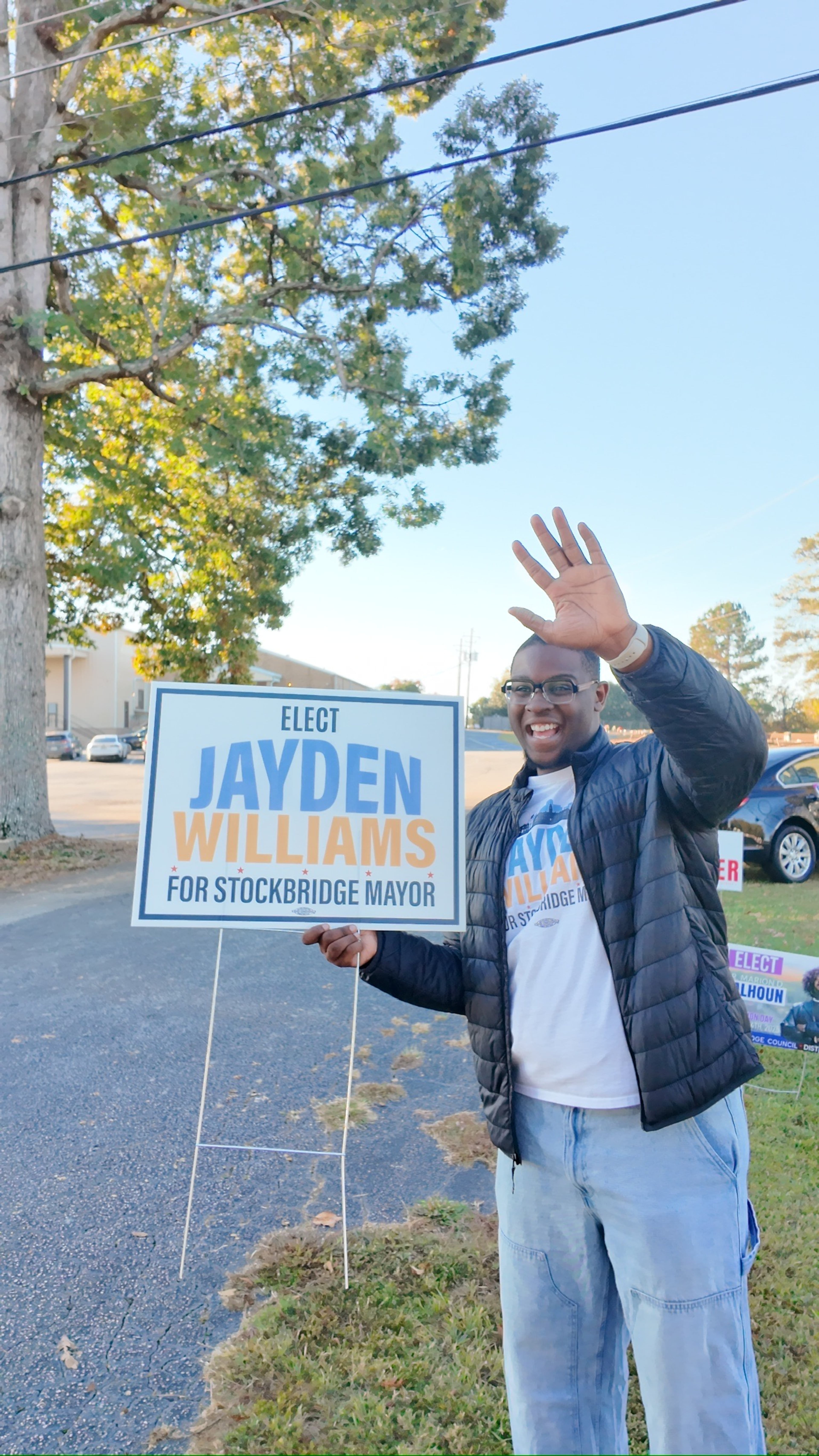 Jayden Williams was credited for his hard work while campaigning to be mayor of Stockbridge. (Courtesy of Jayden Williams.)