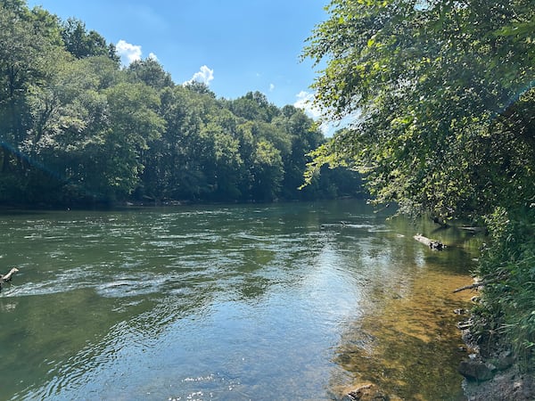 The Chattahoochee River flows through Garrard Landing Park in Roswell. (Thomas Lake/AJC)