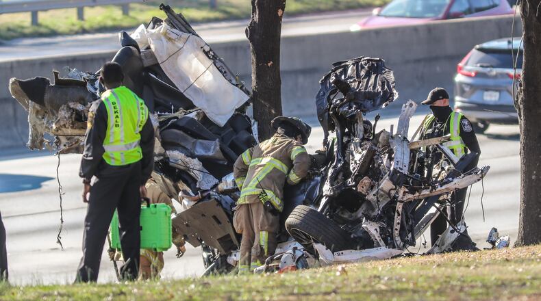 A driver was thrown from his car during a horrific crash that closed part of I-285 in DeKalb County during Monday’s morning commute.