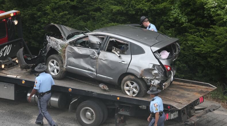 Authorities are searching for the suspect who fled the scene after a police chase ended with a crash on I-20 Wednesday afternoon.