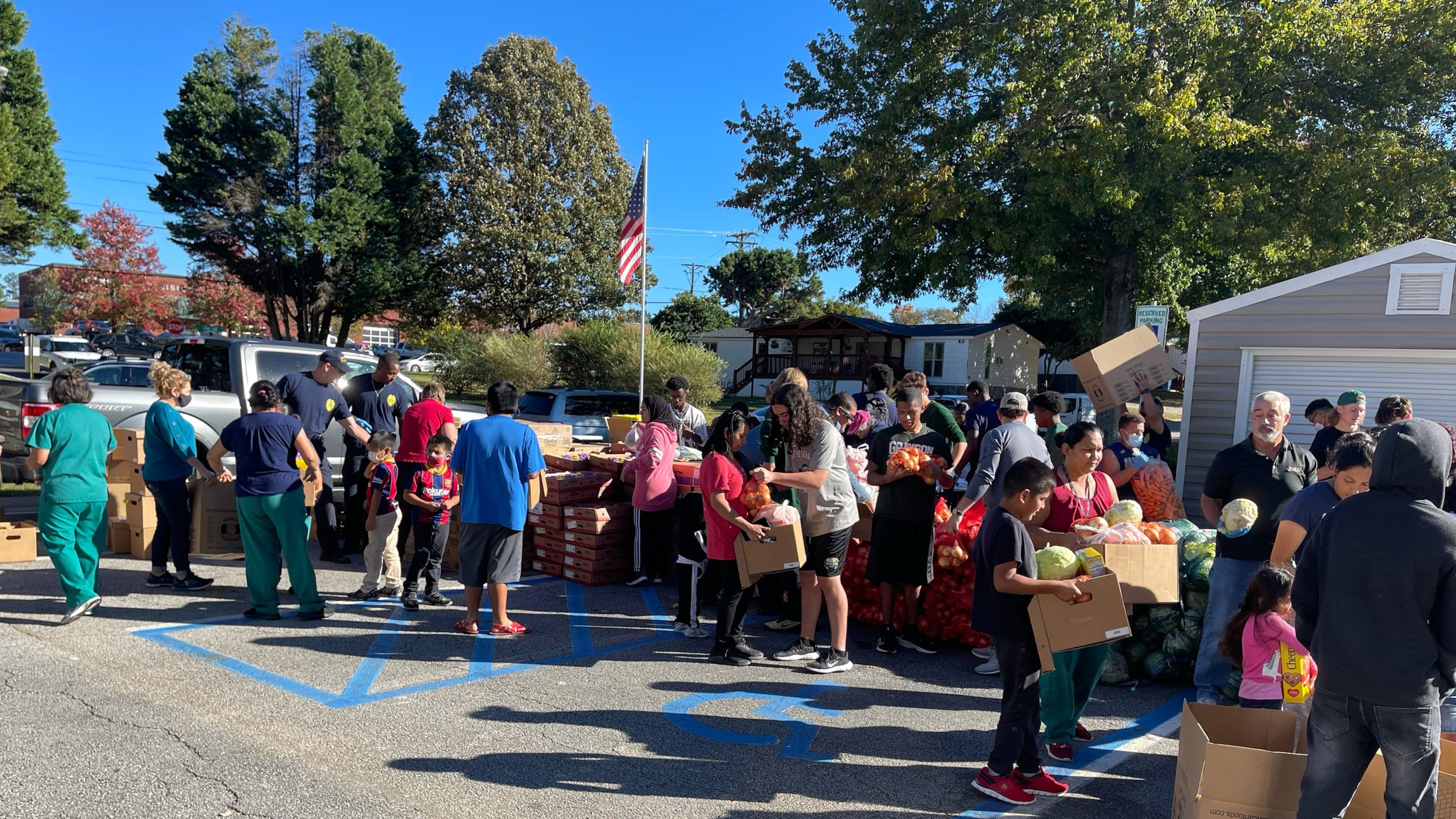 Volunteers prepare for Gwinnett's drive-thru Mobile Food Distribution. (Courtesy Gwinnett County)
