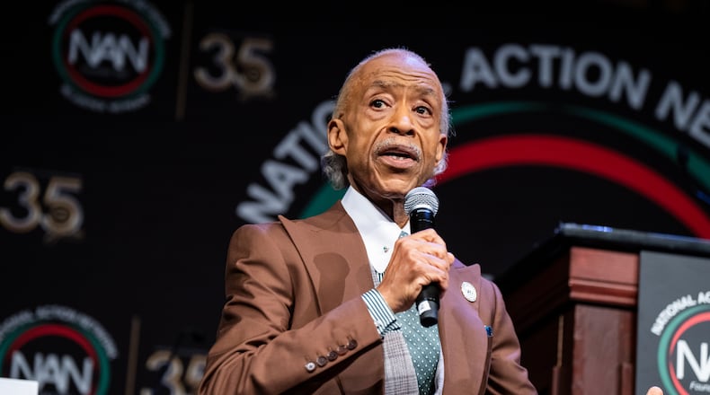 Reverend Al Sharpton speaks during the National Action Network (NAN) Convention in New York, Wednesday, April 8, 2026. (AP Photo/Angelina Katsanis)