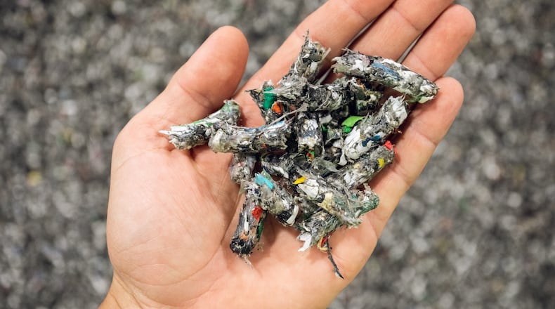 Pellets made of a mix of plastics that have been prepared for Brightmark's recycling process. Photo courtesy of Brightmark