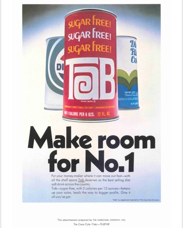 Coca-Cola launched the diet beverage TaB in 1963 in an era of full-sugar drinks. The drink was originally aimed just at women. (Coca-Cola)
