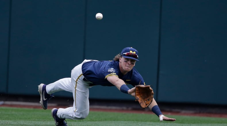 Michigan center fielder Jesse Franklin. (AP Photo/Nati Harnik)