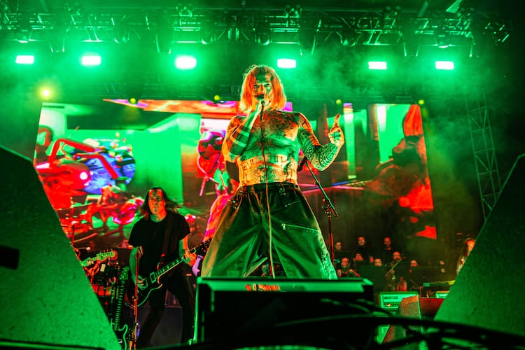 New wave singer and film-score composer Danny Elfman played songs spanning his time in Oingo Boingo to classic movies like The Nightmare Before Christmas on Friday, Sept. 18, 2026, at Shaky Knees in Atlanta. (Ryan Fleisher for the AJC)