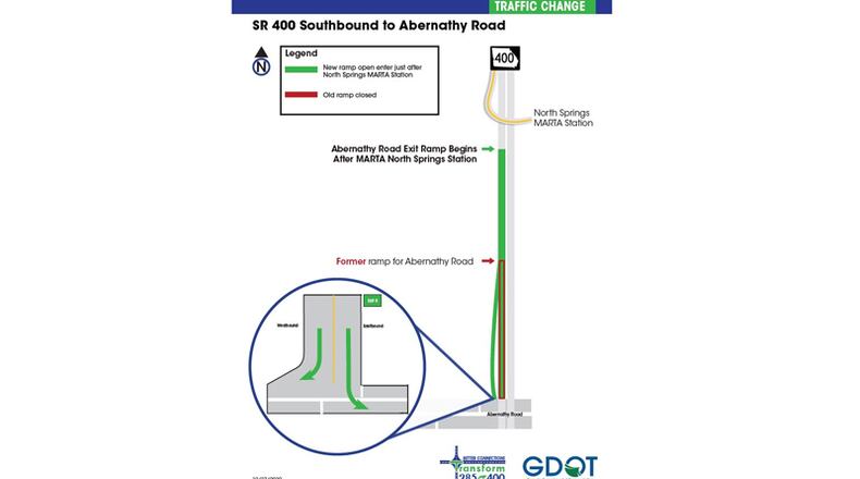 If the weather cooperates, a new exit ramp from southbound Ga. 400 to Abernathy Road will open Monday, Nov. 23, in Sandy Springs.