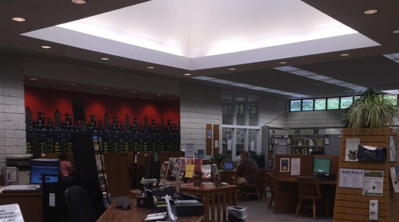 Duluth’s new 22,000-square-foot downtown library will be twice the size of the existing Gwinnett library branch on Duluth Park Lane. Gwinnett Public Library