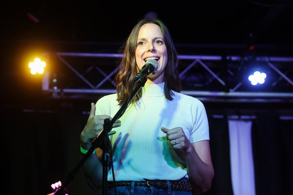 Lauren Bolden introduces the next band during the Roadhand Roundup show at 529 in Atlanta on Wednesday, July 15, 2026. Roadhand Roundup is a monthly series that began last month to help build Atlanta's country music infrastructure. (Abbey Cutrer/AJC)