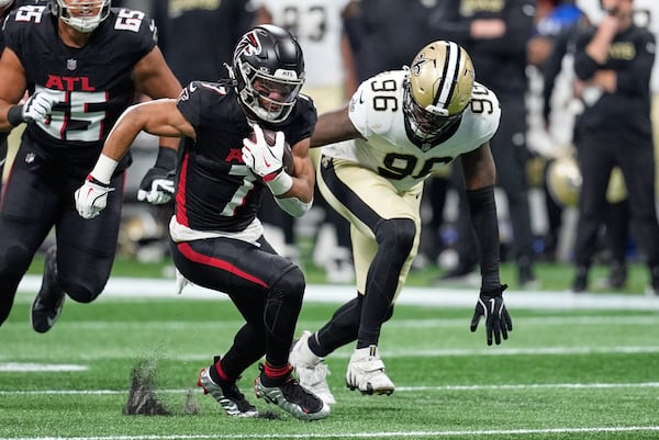 Falcons running back Bijan Robinson, beating the Saints.