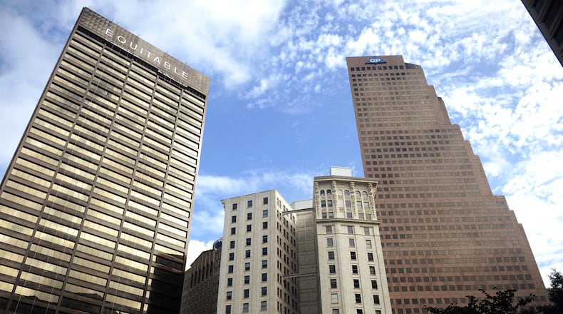 Georgia-Pacific Center (at right) is one of the most recognizable buildings in downtown Atlanta. (Bita Honarvar/AJC 2012)