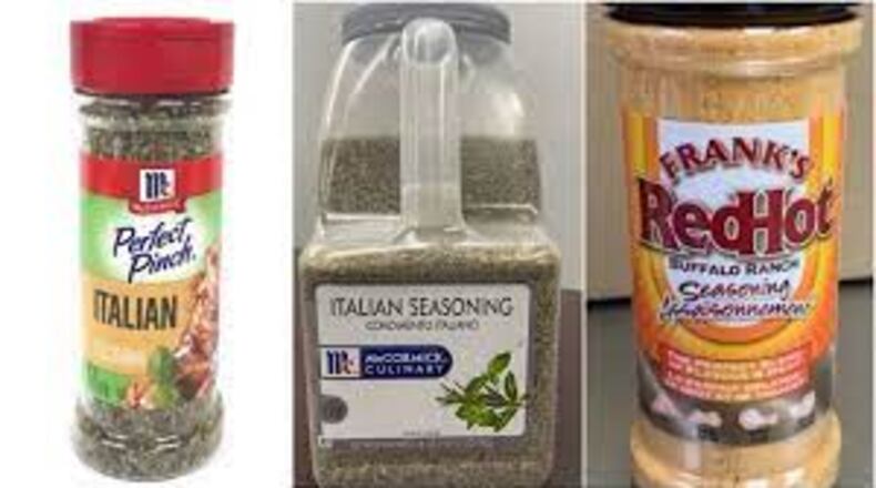 The company is recalling McCormick Perfect Pinch Italian Seasoning, McCormick Culinary Italian Seasoning and Frank’s RedHot Buffalo Ranch Seasoning.