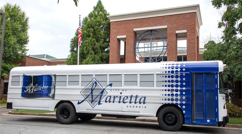 The Marietta Police Department is using four decommissioned school buses to block off roads during events and to serve as comfort stations during emergency situations.