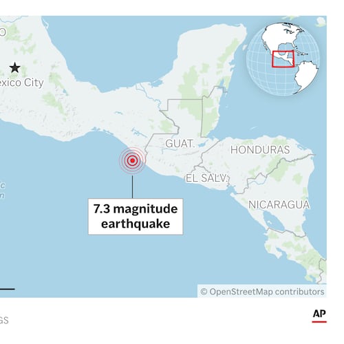 A strong earthquake rocked the area around the border between Mexico and Guatemala Friday. (AP Digital Embed)