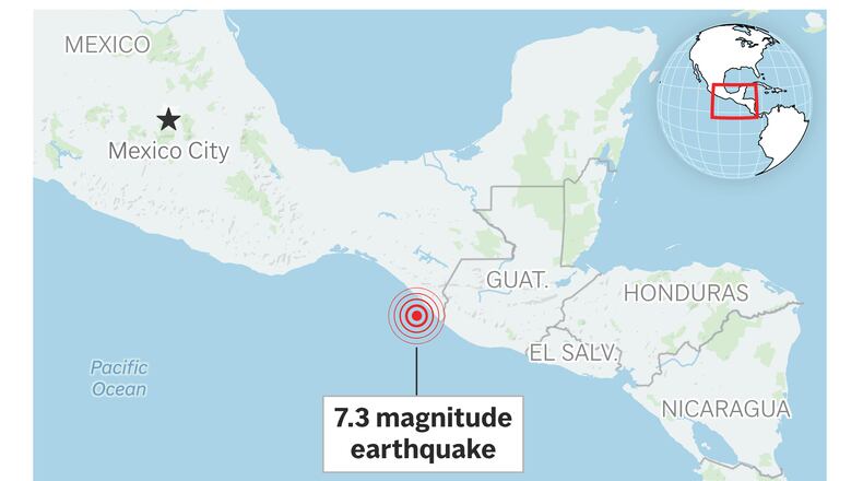 A strong earthquake rocked the area around the border between Mexico and Guatemala Friday. (AP Digital Embed)
