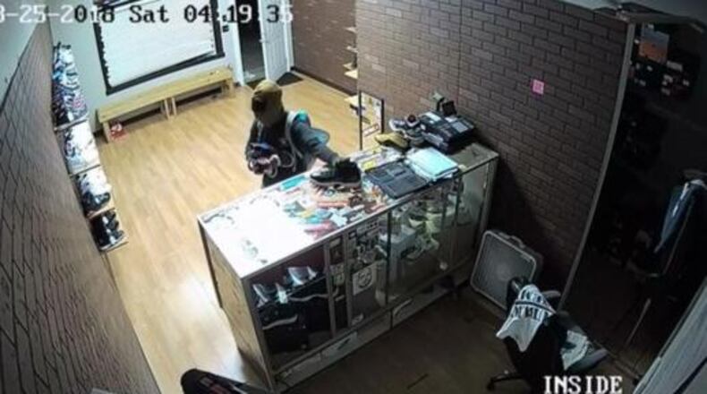 Thieves stole 13 right-foot shoes from a sneaker shop in separate break-ins, police say. (Photo: Richmond County Police Department)