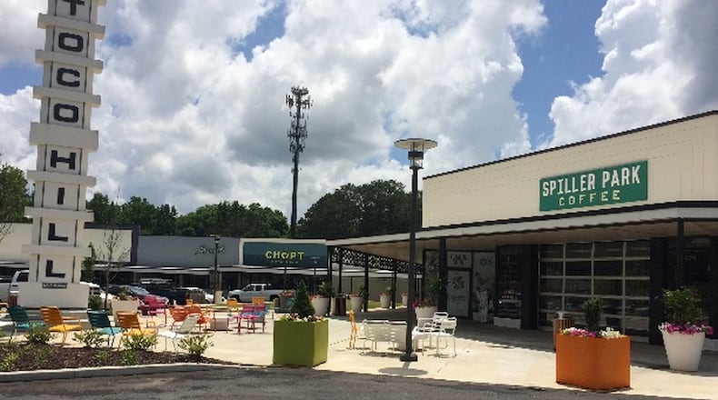 The new look of Toco Hill (or Hills, as most prefer) — Spiller Park Coffee, a high-end brew, with a new salad joint in the background. Photo by Julie Hodack