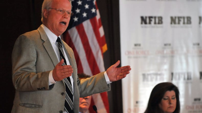 FEBRUARY 18, 2014 ATLANTA Congressman Paul Broun answers a question about health care. Six candidates for the Republican primary were present for a panel at the 755 Club at Turner Field for a forum in conjunction with the 24th Annual Small Business Day at the Capitol, Tuesday, February 18, 2014. KENT D. JOHNSON / KDJOHNSON@AJC.COM