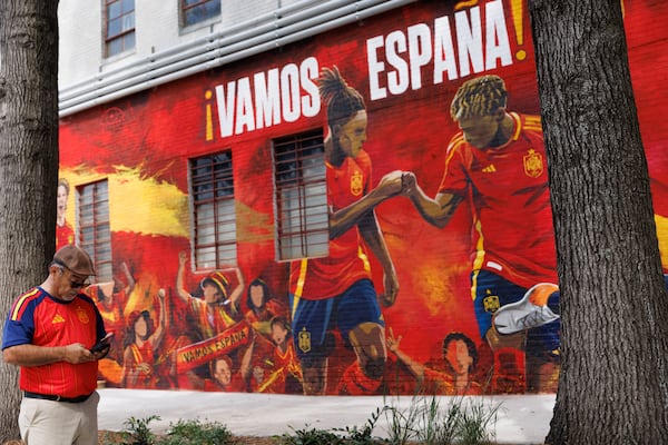 A very cool mural for the Spanish national team in South Downtown. (Estela Muñoz/AJC)