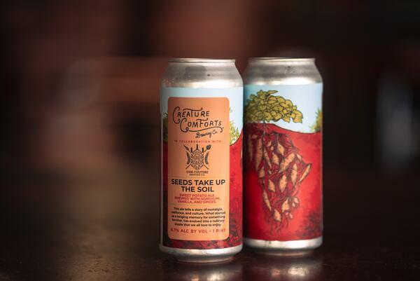 Seeds Take Up the Soil is brewed with Georgia-grown sweet potatoes and flavored with sorghum, cinnamon, nutmeg and Madagascar and Ugandan vanilla beans. Courtesy of Creature Comforts Brewing Co.