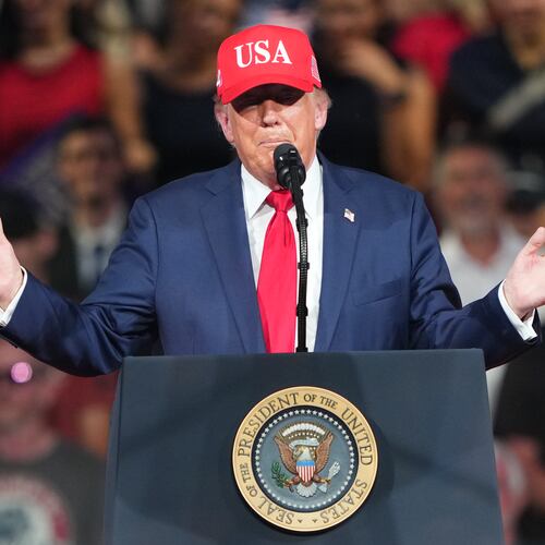 President Donald Trump speaks during a campaign rally at the Gastonia Municipal Airport, Wednesday, Sept. 16, 2026, in Gastonia, N.C. (AP Photo/Matt Kelley)