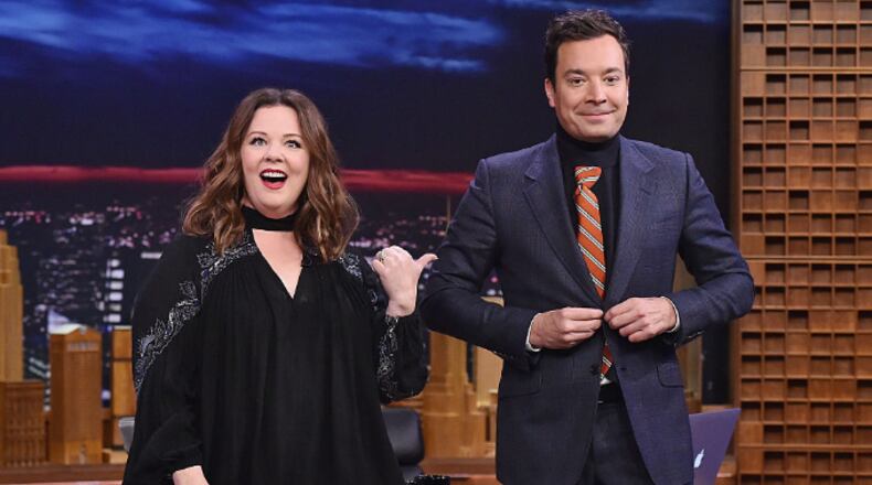 NEW YORK, NEW YORK - APRIL 04: Actress/comedian Melissa McCarthy (L) and host Jimmy Fallon pose for a picture as she visits "The Tonight Show Starring Jimmy Fallon" at NBC Studios on April 4, 2016 in New York City. (Photo by Mike Coppola/Getty Images)